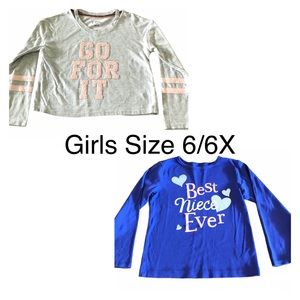 Girls 6 6X Long Sleeve Shirts Best Niece Go For It Sequins
